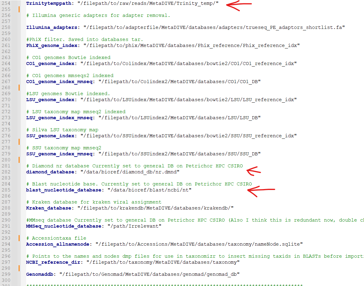 MetaDIVE config databases