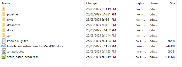 MetaDIVE base folder after download